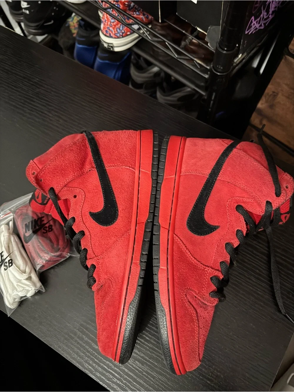 Nike Red and Black High-Top Sneakers